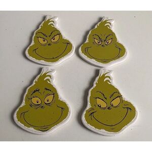 Set Of 4 Dr Seuss THE GRINCH WHO STOLE CHRISTMAS Ceramic Coasters Different Face
